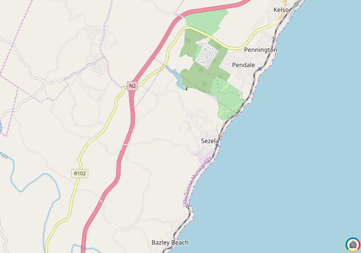 Map location of Sezela
